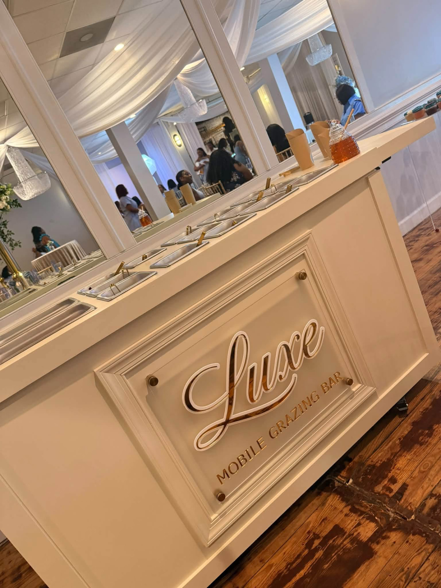 The Luxe cart styled at an indoor event